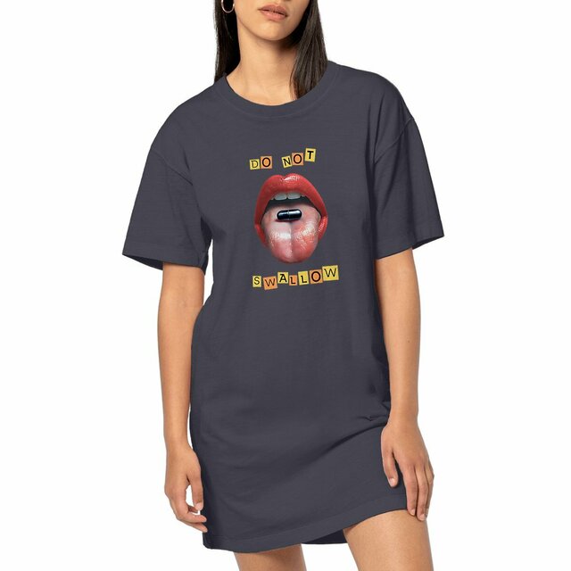 Image front ❀ Robe T-Shirt Mi-Épaisse Vintage Oversize Femme ~Premium+ ✦ BLACK PILL - NE PAS AVALER [🌐 EN] ✨