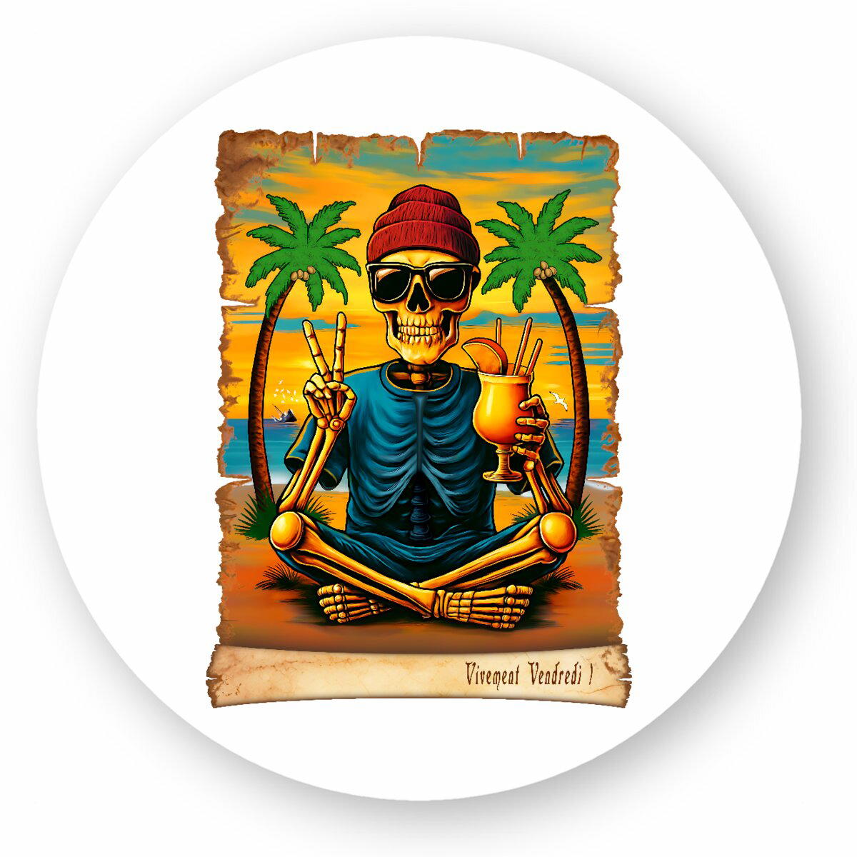 Image front ❀ Autocollant Rond / Sticker ~Premium ✦ VIVEMENT VENDREDI ! [🌐 FR] ✨