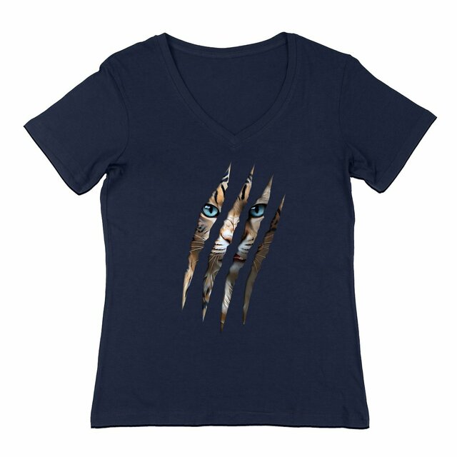 Image back ❀ T-Shirt Léger Femme Col V ~Change ✦ LA GRIFFE DU CHAT [🌐 INT] ✨