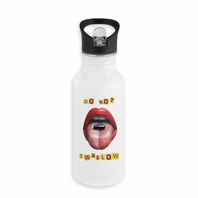 Image back ❀ Bouteille Inox Avec Paille ✦ BLACK PILL - NE PAS AVALER [🌐 EN] ✨