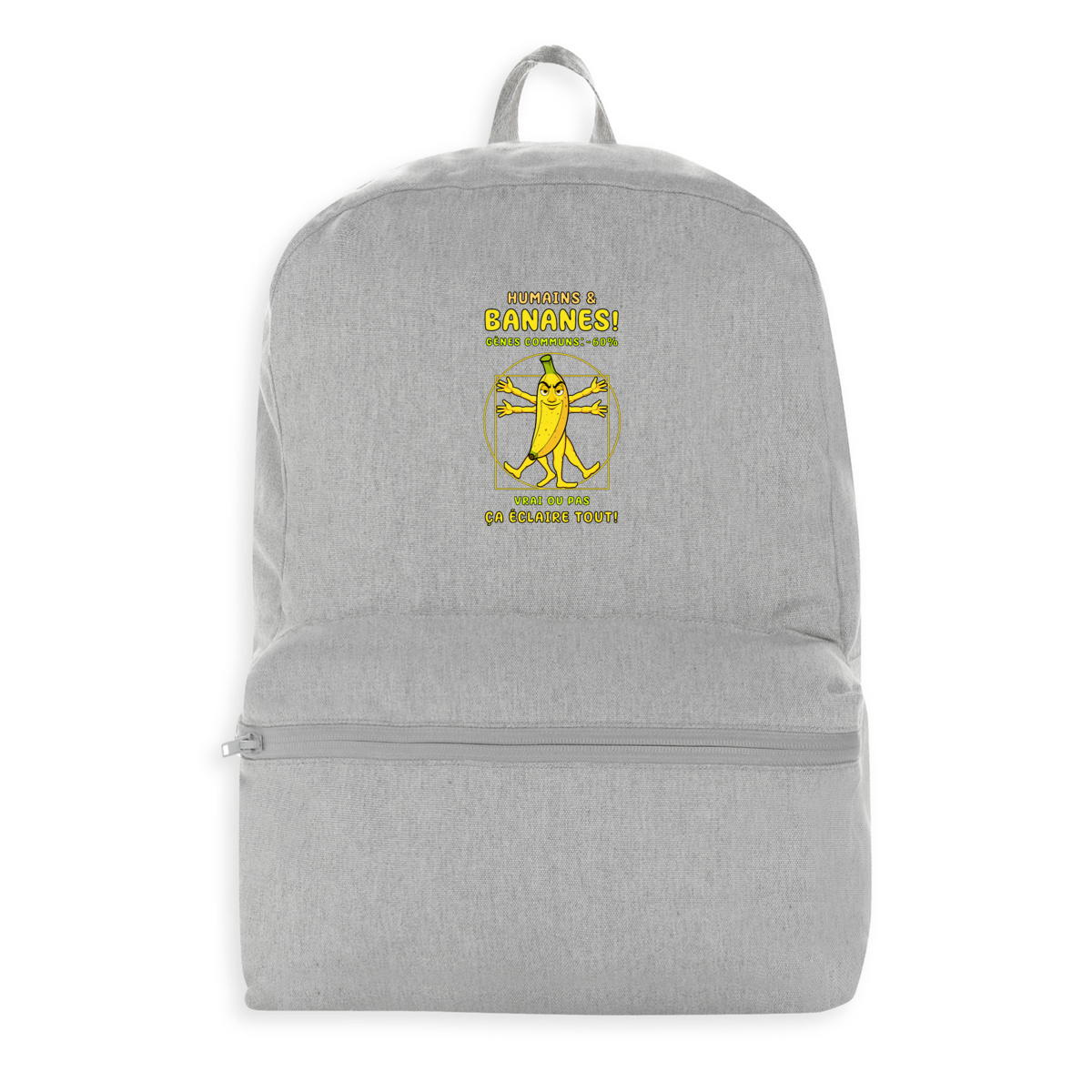 Image front ❀ Sac à dos 100% Recyclé ~Premium+ ✦ LA BANANE DE VITRUVE [🌐 FR] ✨