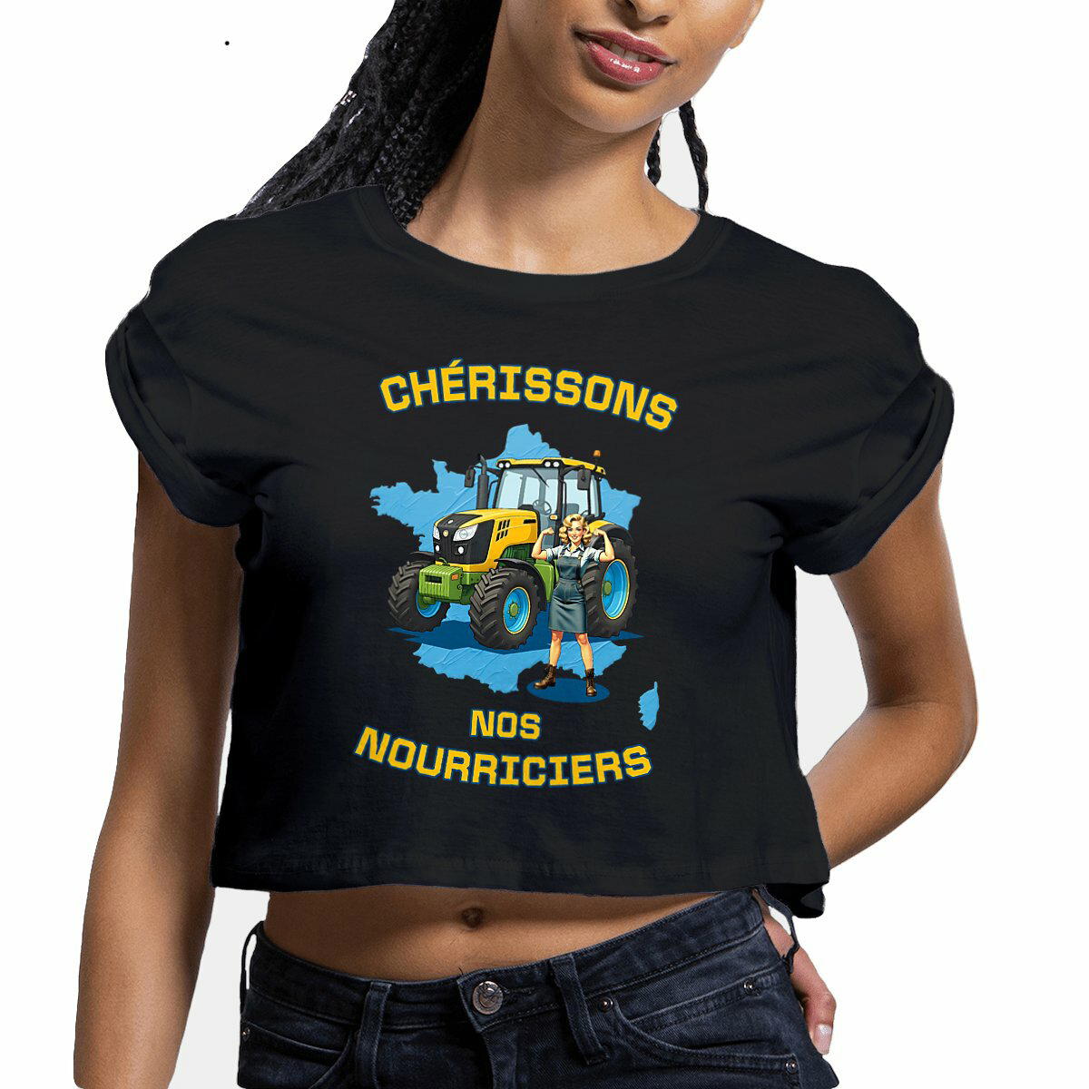 Image front ❀ Crop Top Léger Femme ~Premium+ ✧ SOUTENONS NOS FERMES [🌐 FR] ✨