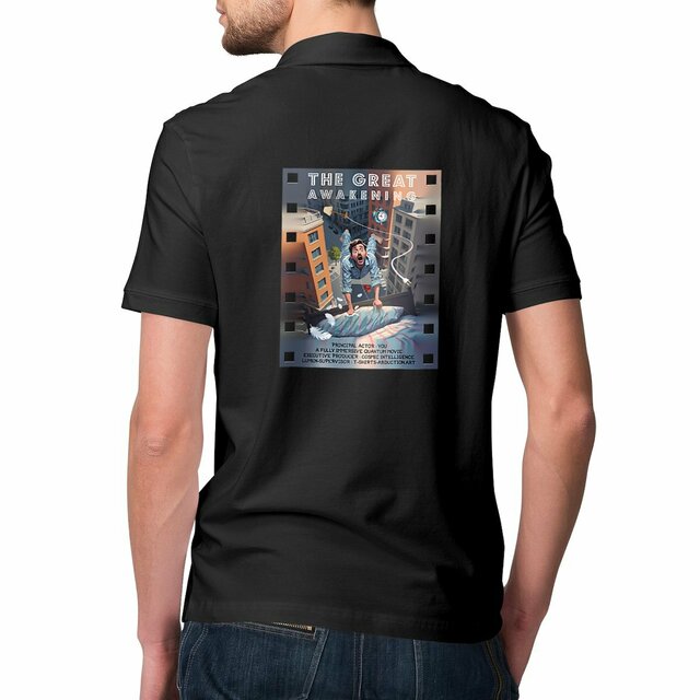 Image front ❀ Polo Mi-Épais Homme ~Premium Visuel Devant & au Dos ✦ THE GREAT AWAKENING [🌐 EN] ✨