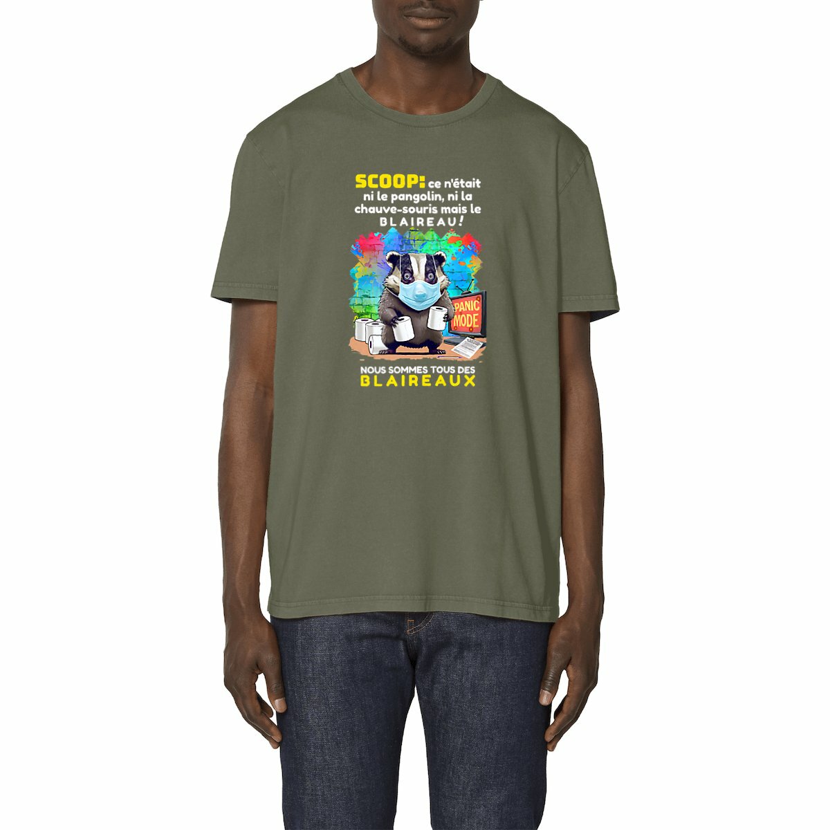 Image front ❀ T-Shirt Mi-Léger Unisexe Vintage ~Premium ✦ PANIC MODE [🌐 FR] ✨