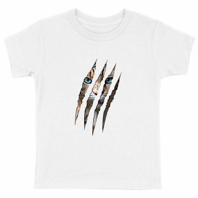 Image back ❀ T-Shirt Mi-Léger Unisexe Enfant ~Premium+ ✦ LA GRIFFE DU CHAT [🌐 INT] ✨