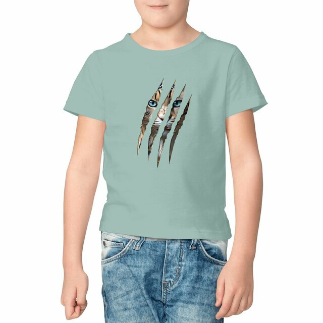 Image front ❀ T-Shirt Mi-Léger Unisexe Enfant ~Premium+ ✦ LA GRIFFE DU CHAT [🌐 INT] ✨