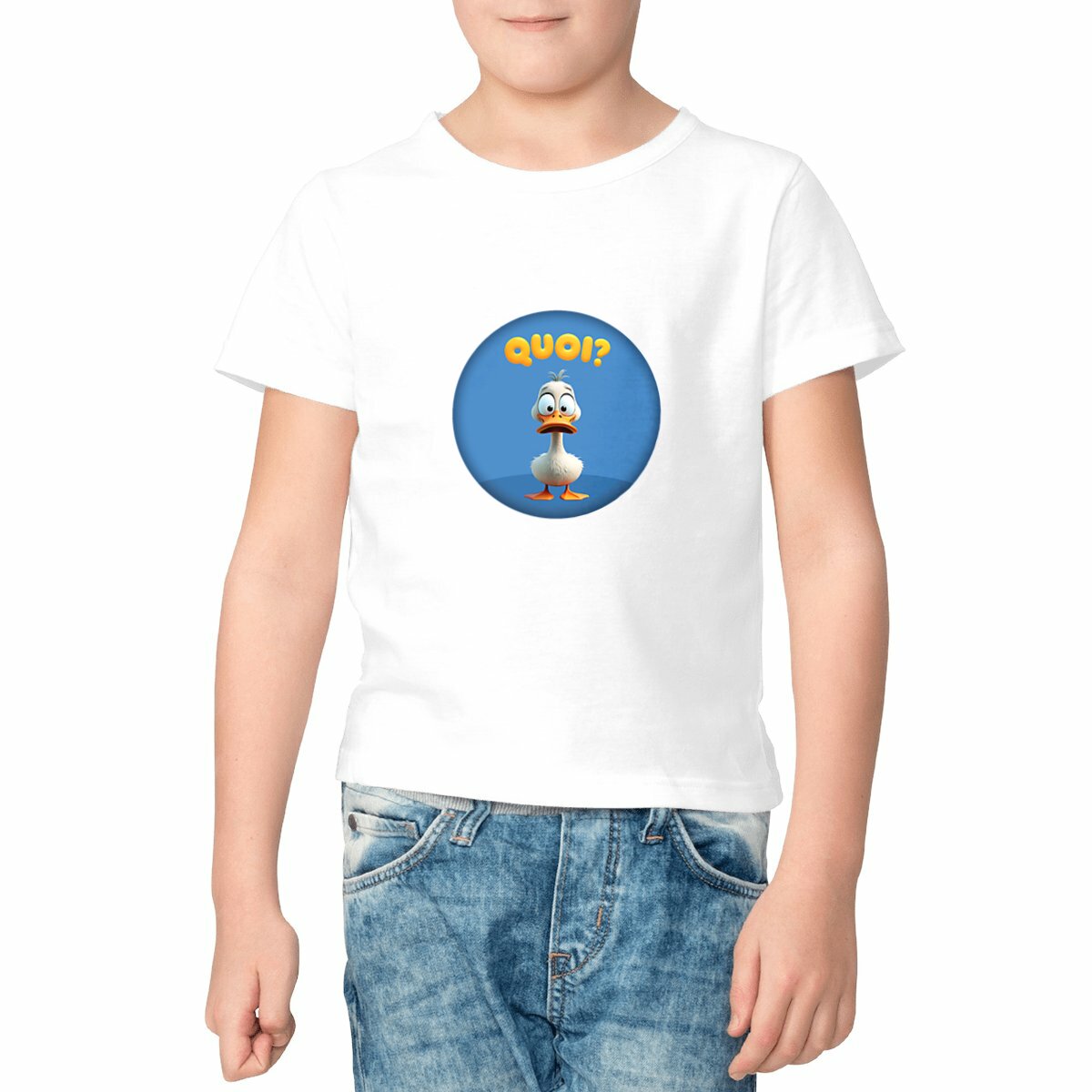 Image front ❀ T-Shirt Léger Unisexe Enfant ~Change ✦ PETIT CANARD [🌐 FR] ✨