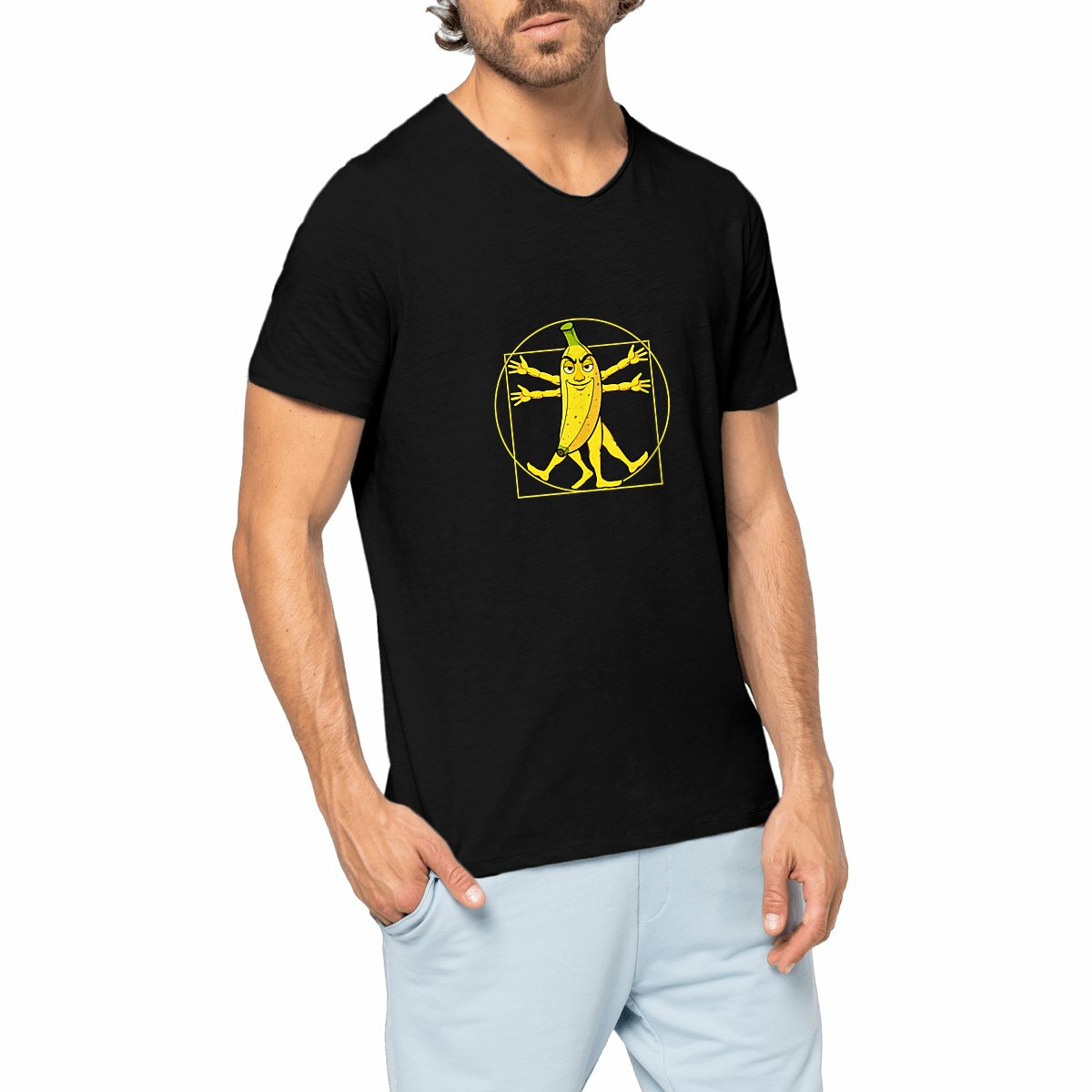 Image front ❀ T-Shirt Léger Homme Slub ~Premium+ ✦ LA BANANE DE VITRUVE [🌐 FR] ✨