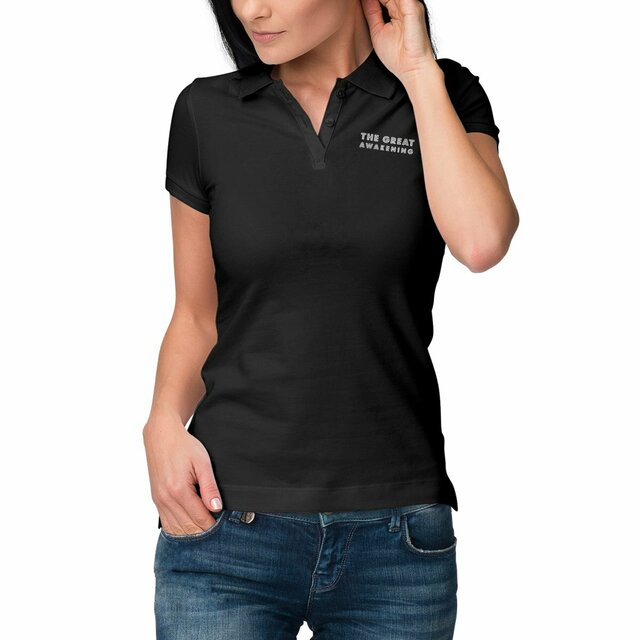 Image front ❀ Polo Mi-Épais Femme ~Premium Visuel Devant & au Dos ✦ THE GREAT AWAKENING [🌐 EN] ✨