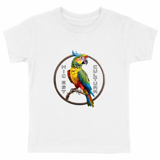 Image back ❀ T-Shirt Mi-Léger Unisexe Enfant ~Premium+ ✦ PERROQUET [🌐 LAT] ✨