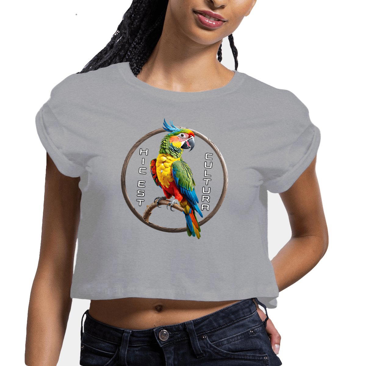 Image front ❀ Crop Top Léger Femme ~Premium+ ✦ PERROQUET [🌐 LAT] ✨