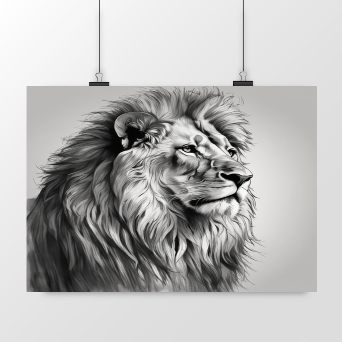 Image front Lion noir et blanc