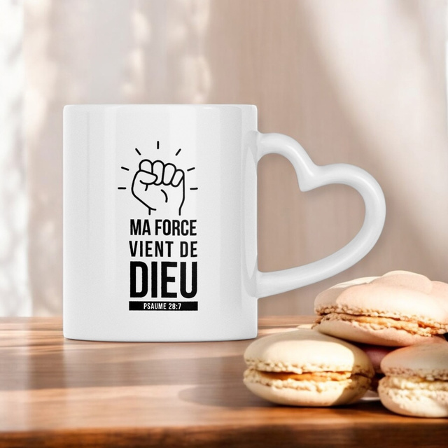 Ma force - Mug à anse en forme de coeur