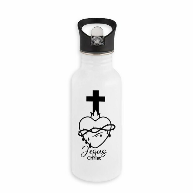 Sacré coeur - Bouteille en inox avec paille - Image
