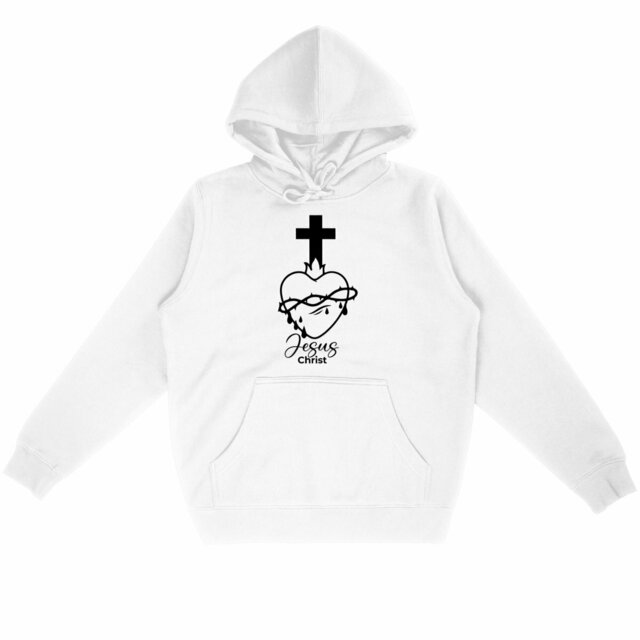 Sacré coeur - Sweat Blanc à capuche Léger Unisexe - Image