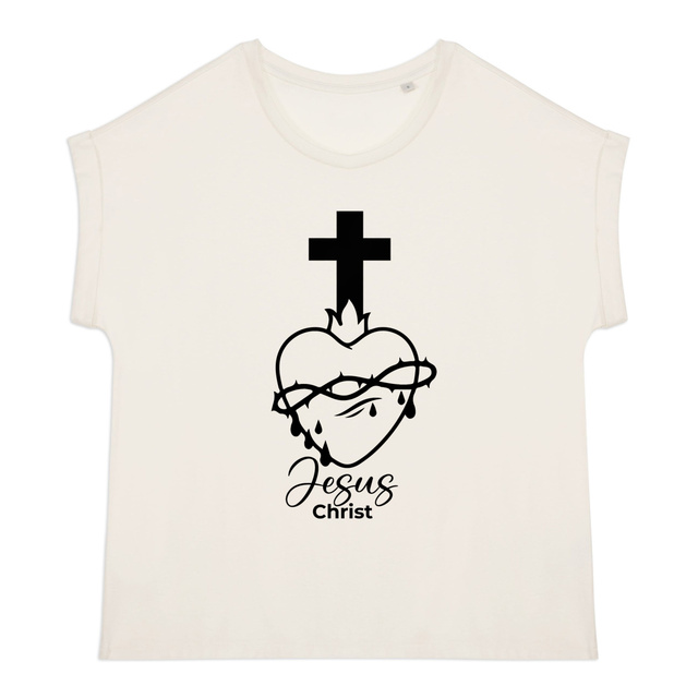 Sacré coeur - T-shirt femme biologique manches à revers - Image