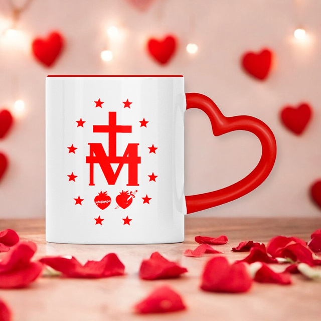 Medaille miraculeuse - Mug à anse rouge en forme de coeur