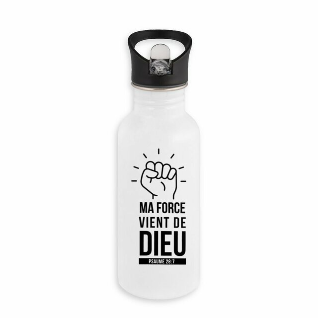 Ma force - Bouteille en inox avec paille - Image