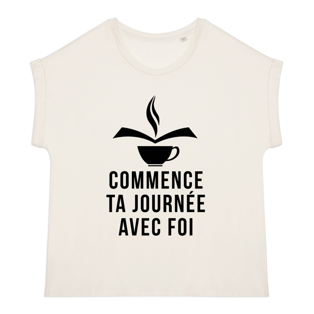 Avec foi - T-shirt femme biologique manches à revers - Image