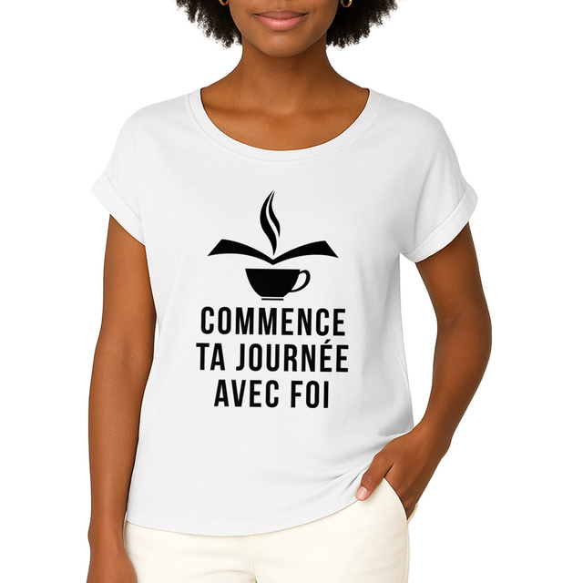 Avec foi - T-shirt femme biologique manches à revers
