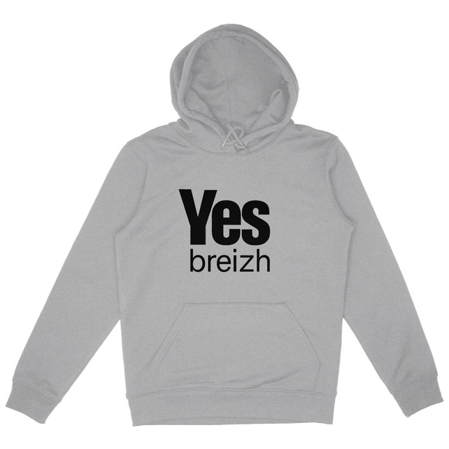 Image front Sweat à capuche Yes Breizh – coton bio épais unisexe (gris chiné)