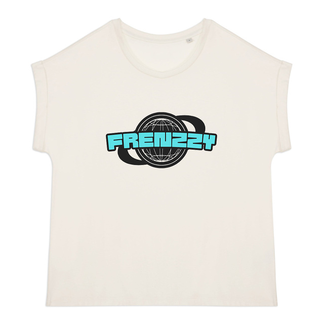 Image back T-shirt femme biologique manches à revers - Écologique et léger Frenzzy bleu