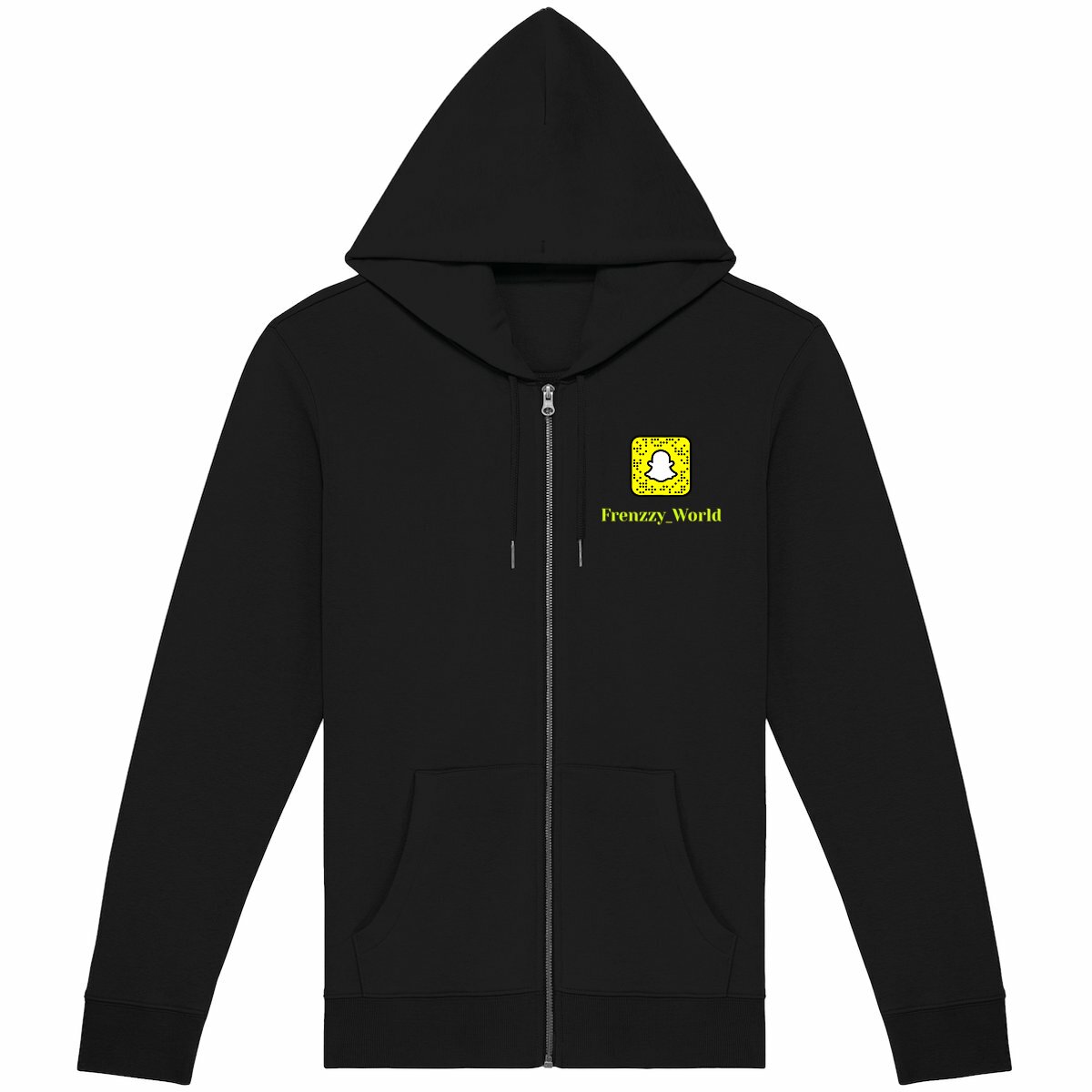 Image front Sweat à capuche zippé unisexe - Montre ton soutien sur Snapchat