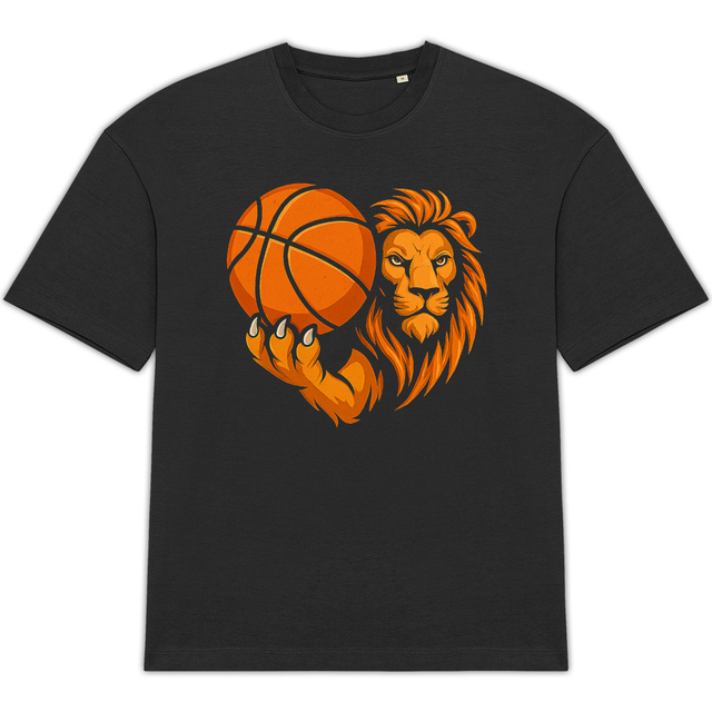 Image front T-shirt unisexe oversized Basquette lion d'or