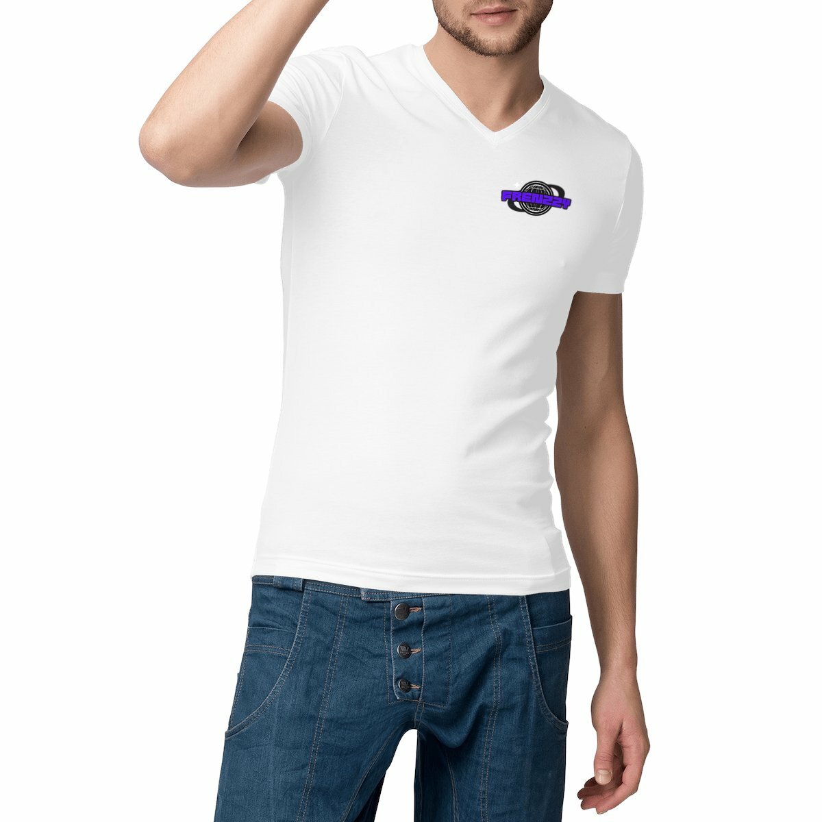Image front T-shirt Homme Col V Frenzzy Planète