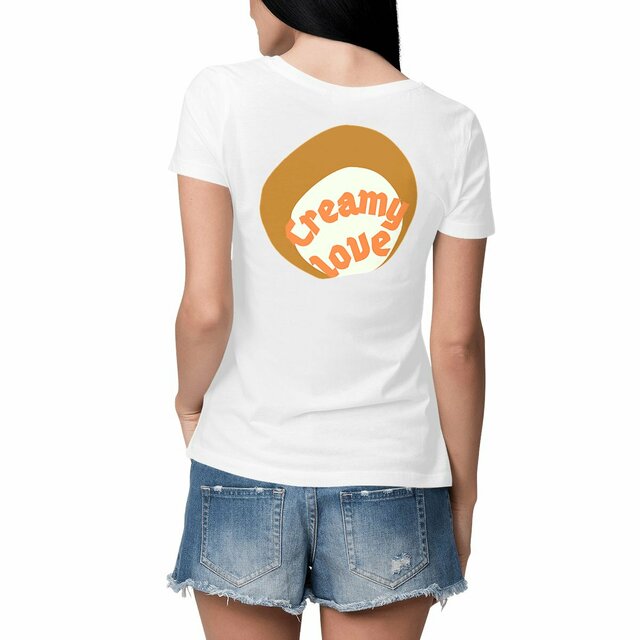 🥞 CREAMY LOVE (dos) 🥞 🧡 T-shirt 100% coton biologique étiquette bleu-blanc-rouge