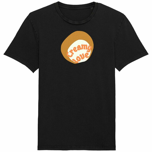 🥞 CREAMY LOVE 🥞 🧡 T-shirt vintage 100% coton biologique 4 coloris - Image