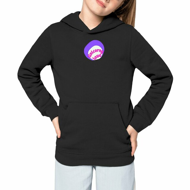 🦄 UNICORNY LOVE 🦄 💜 Sweat à capuche léger Enfant.Ado 100% écologique 3 coloris