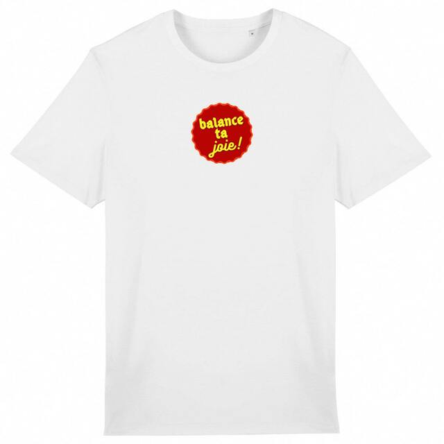 Balance ta joie ! motif au dos T-shirt écologique 7 coloris - capsule bordeaux & jaune - Image
