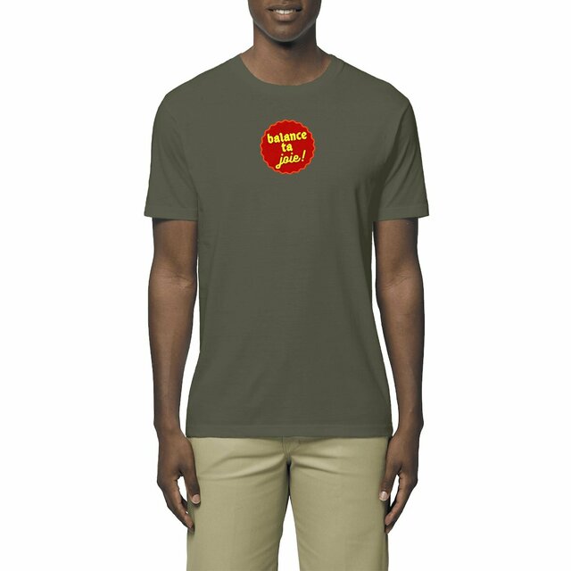 Balance ta joie ! motif au dos T-shirt écologique 7 coloris - capsule bordeaux & jaune