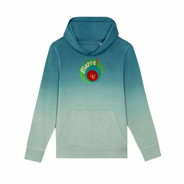 MARRE ! 😏 SMILEY VERT BLEU 😏 Sweat capuche Enfant & Ado Dip Dye 100% coton bio - Image
