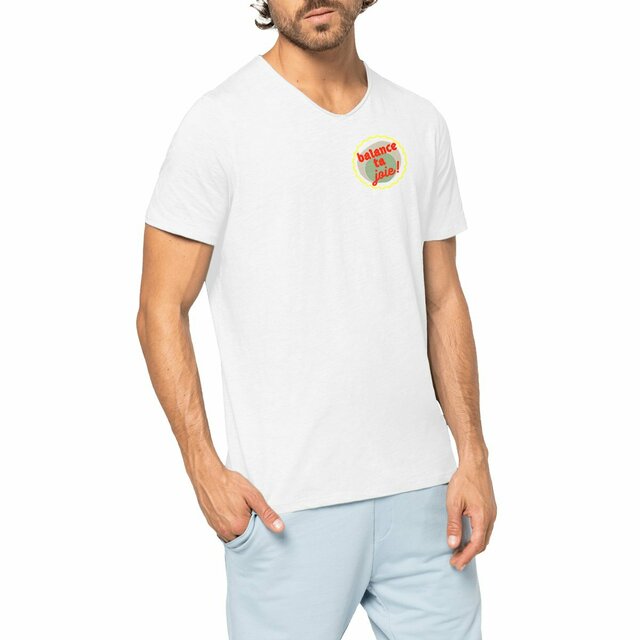 Balance ta joie ! T-shirt aspect vieilli écologique 3 coloris - capsule vert gris jaune rouge