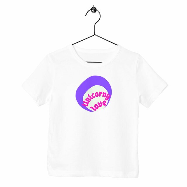 🦄 UNICORNY LOVE 🦄 💜 T-shirt épais Enfant.Ado 100% coton en conv. biologique 6 coloris - Image