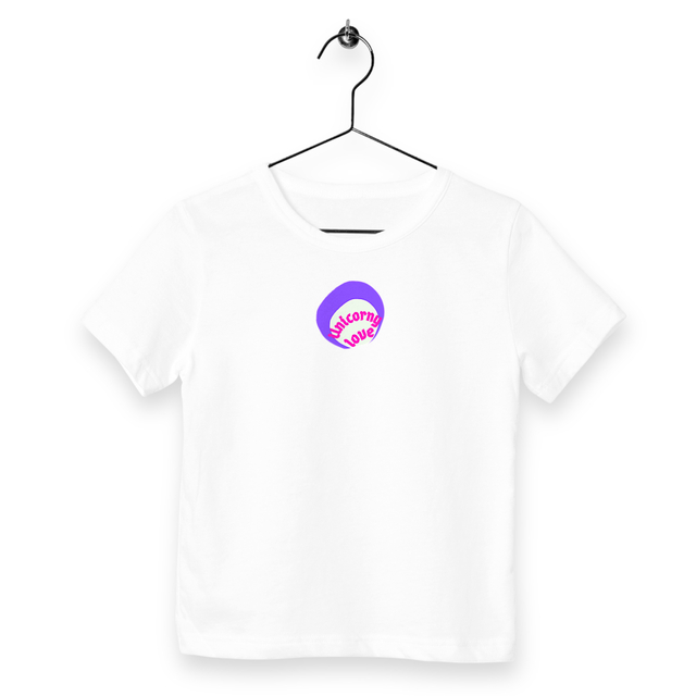 🦄 UNICORNY LOVE 🦄 💜 T-shirt léger Enfant.Ado 100% coton en conv. biologique 3 coloris