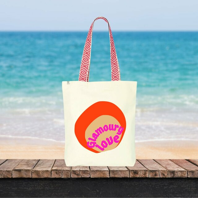 💄 GLAMOURY LOVE 💄 💖 Totebag 100% recyclé à anse imprimée 2 coloris 