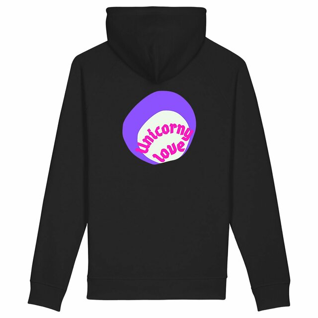 🦄 UNICORNY LOVE (dos) 🦄 💜 Sweat à capuche avec poches latérales écologique 4 coloris - Image