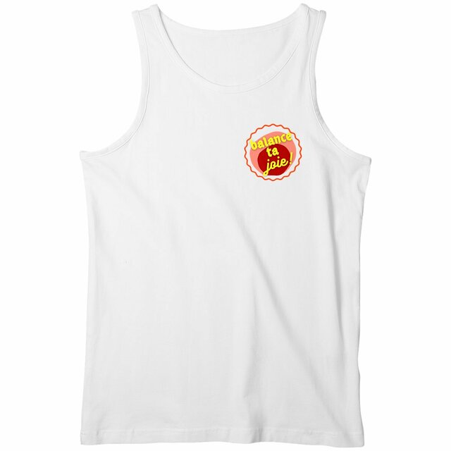 Balance ta joie ! Motif de côté Débardeur écologique 2 coloris - capsule bordeaux rose & écriture jaune 