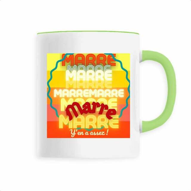 MARRE ! 🌅 TAMPON SOLEIL 🌅 Mug céramique anse colorée - Image