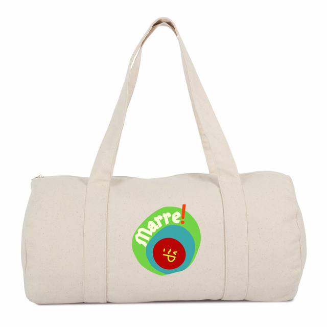 MARRE ! 😆 SMILEY VERT BLEU 😆  Sac polochon 100 % coton biologique 2 coloris - Image
