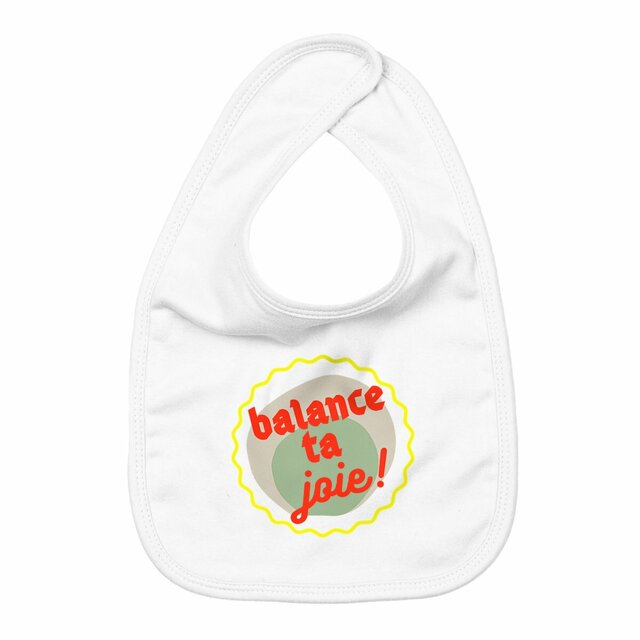 Balance ta joie ! Bavoir écologique - capsule vert gris jaune rouge - Image