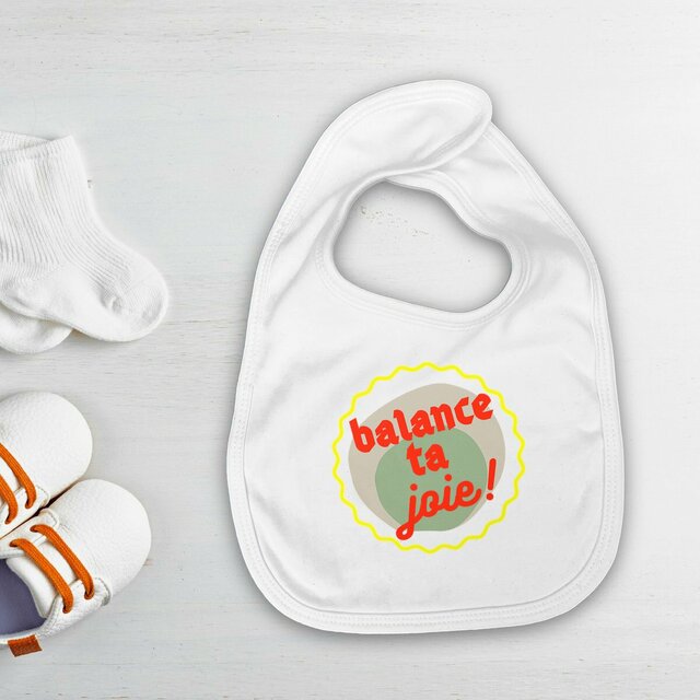 Balance ta joie ! Bavoir écologique - capsule vert gris jaune rouge