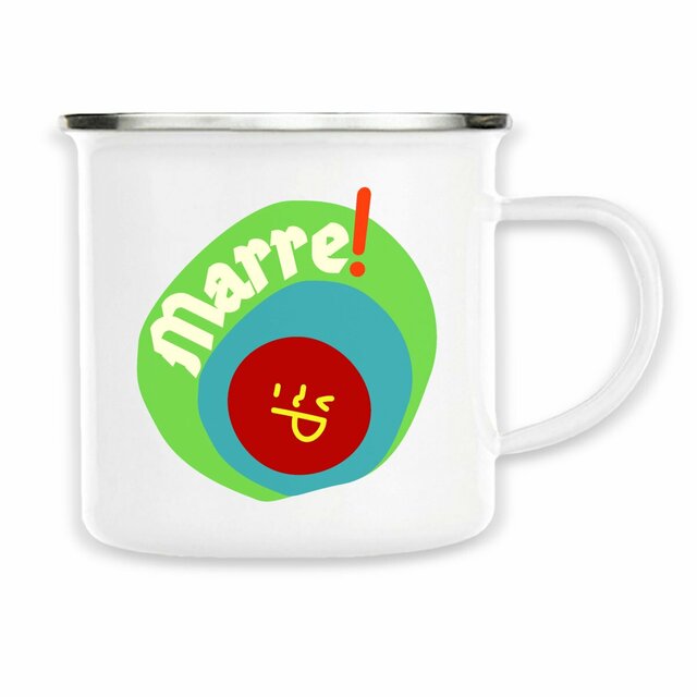 MARRE ! 😏 SMILEY VERT BLEU 😏 Mug métal - Image