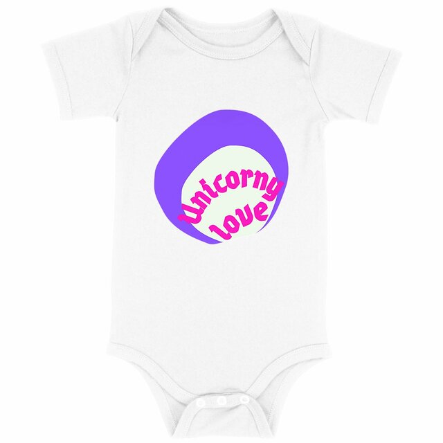 🦄 UNICORNY LOVE 🦄 💜 Body bébé 100% coton bio ou en conversion biologique 3 coloris - Image