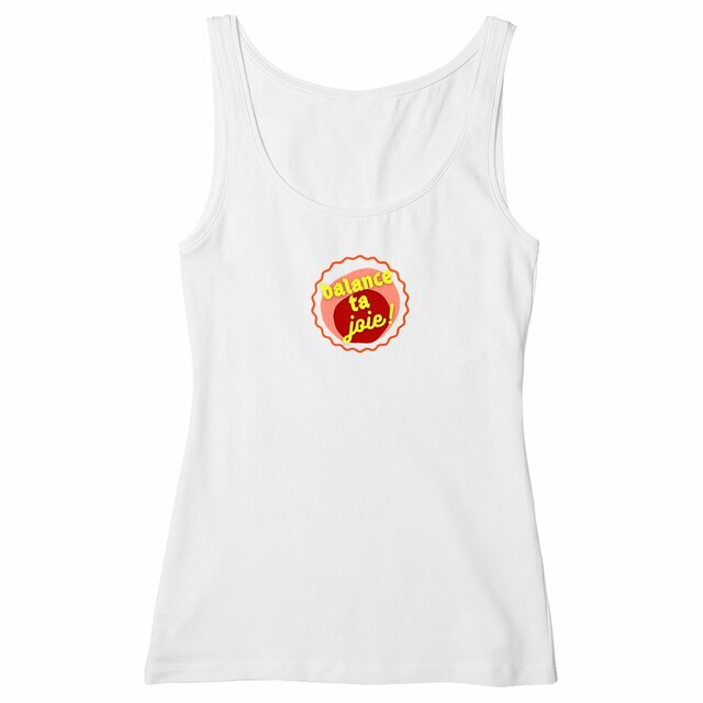 Balance ta joie ! Débardeur écologique 3 coloris - capsule bordeaux rose & écriture jaune  - Image
