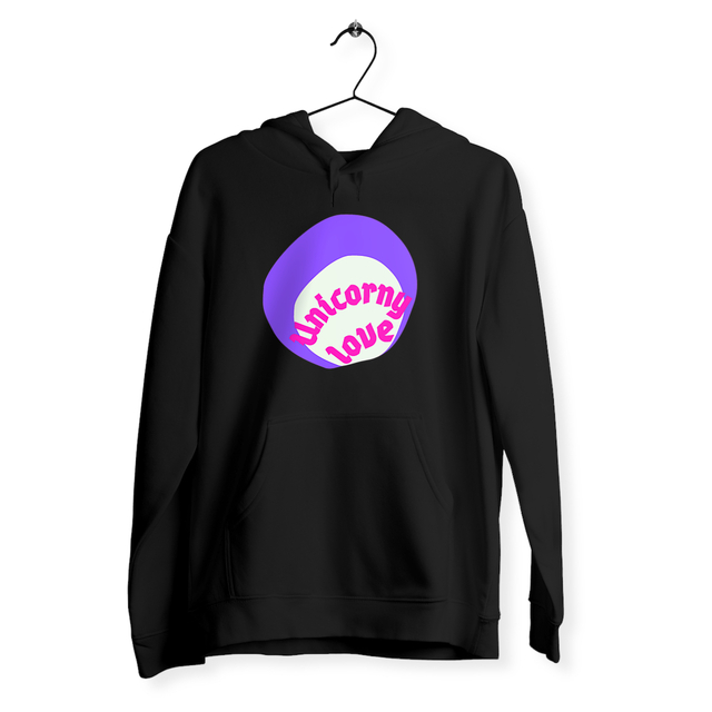 🦄 UNICORNY LOVE 🦄 💜 Sweat à capuche léger écologique 5 coloris - Image