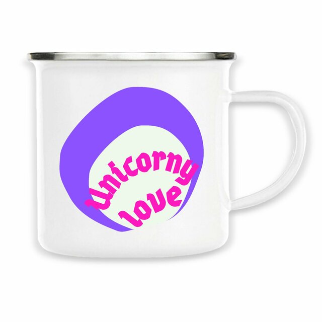 🦄 UNICORNY LOVE 🦄 💜 Mug en métal - Image